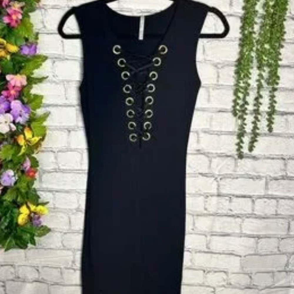 Love Republic Black/Lace Up BodyCon Dress | Size Small | NWOT